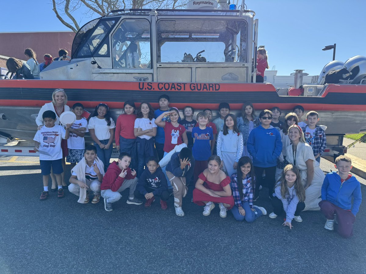 We had such an amazing surprise after our Veterans Day Assembly on Friday. The Coast Guard was kind enough to teach our 4th graders all about their job and show the boat/machines they use! <a href="/HamptonBaysES/">Hampton Bays ES</a> #KeytoSuccess #WeAreHB #HBstrong