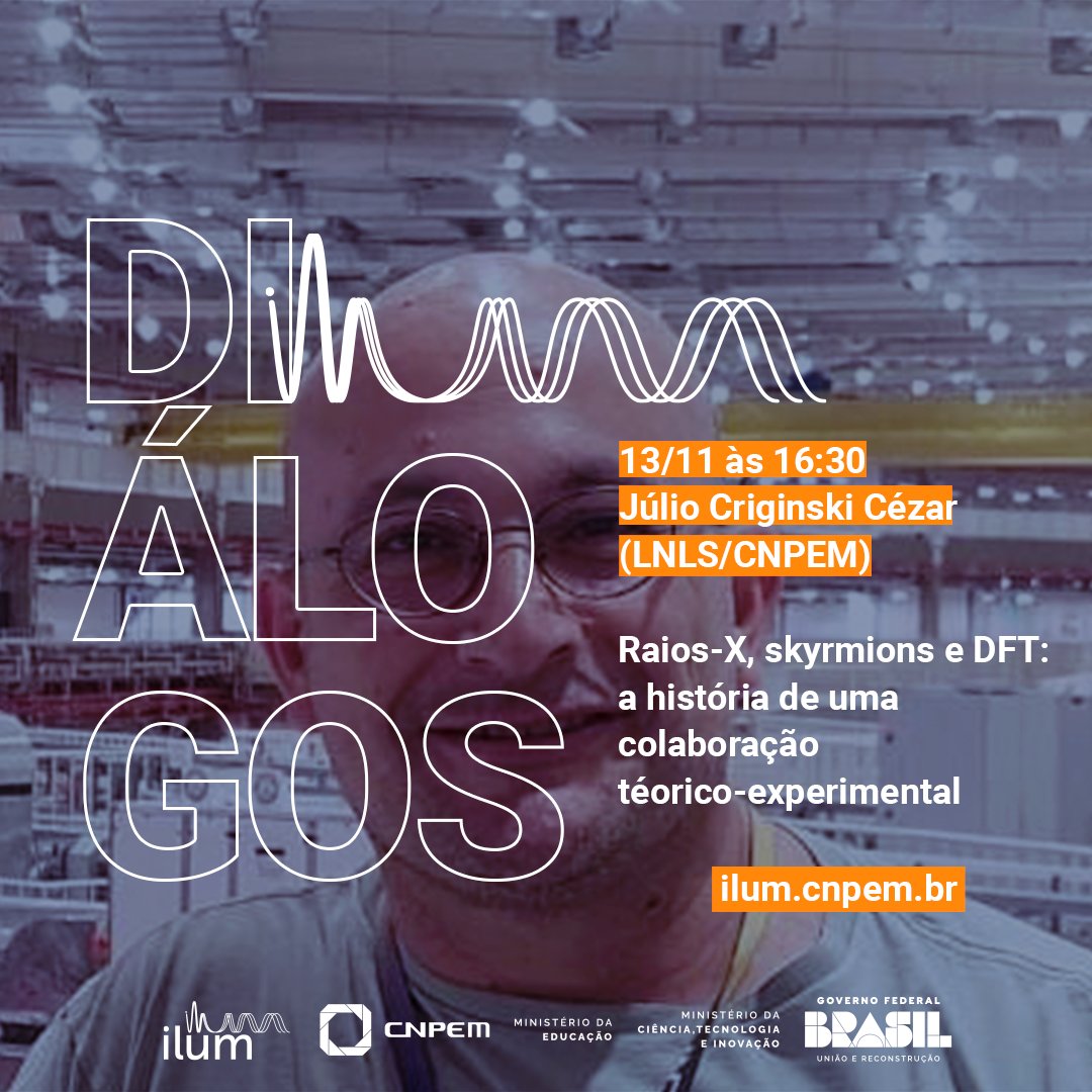 O pesquisador, Júlio Criginski Cézar (LNLS/CNPEM), participa do Diálogos Ilum no dia 13 de novembro. O evento começa às 16h30, no zoom! Os interessados podem acompanhar através do link:  bit.ly/41SEKk0
#Ilum #CNPEM #ensinosuperior #ciencia #tecnologia #MEC #MCTI