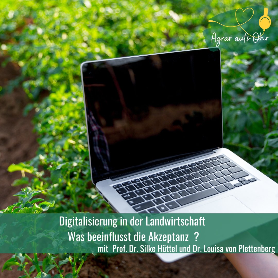 In der neusten Folge Agrar auf's Ohr geht es um das wichtige Thema Digitalisierung. Mit Prof. Dr. Silke Hüttel und Dr. Louisa von Plettenberg sprechen wir auch über die Akzeptanz von Digitalisierung. 
Viel Spaß beim Hören !
Link zur Folge: open.spotify.com/episode/6CHKWX…