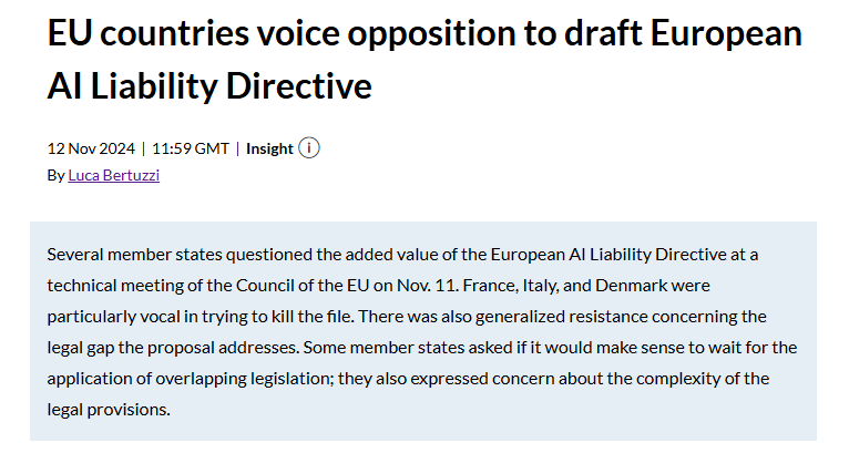 BertuzLuca's tweet photo. Yesterday, EU countries voiced their opposition to the #AILD at a Council technical meeting. France, Italy, and Denmark were particularly vocal, but there was a generalized resistance toward the file, citing the legal gap, applicability, and complexity.
https://t.co/ayEDy9RBjf https://t.co/ofCoYBIJKF