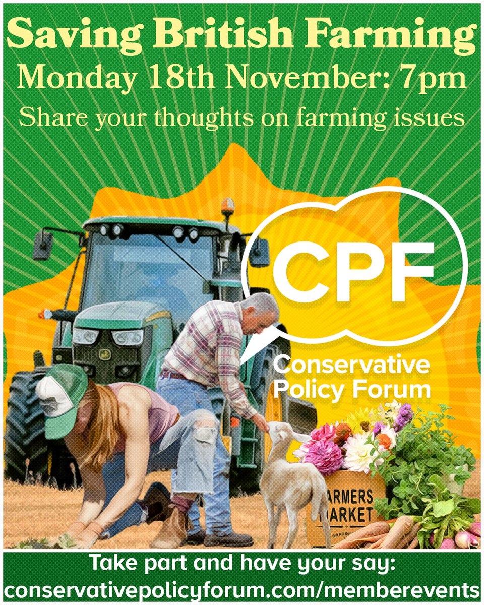 Conservative Policy Forum (@conservativepf) on Twitter photo Join us for our online discussion on Saving British Farming ππ¬π§ help us discuss how we can help farmers now and in the future
Register here: conservativepolicyforum.com/event-details/β¦
.
.
.
<a href="/JohnPenroseNews/">John Penrose</a> <a href="/pennyanneod/">Penny-Anne O'Donnell</a> <a href="/FleurButler1/">Fleur</a> Join us for our online discussion on Saving British Farming ππ¬π§ help us discuss how we can help farmers now and in the future
Register here: conservativepolicyforum.com/event-details/β¦
.
.
.
<a href="/JohnPenroseNews/">John Penrose</a> <a href="/pennyanneod/">Penny-Anne O'Donnell</a> <a href="/FleurButler1/">Fleur</a>