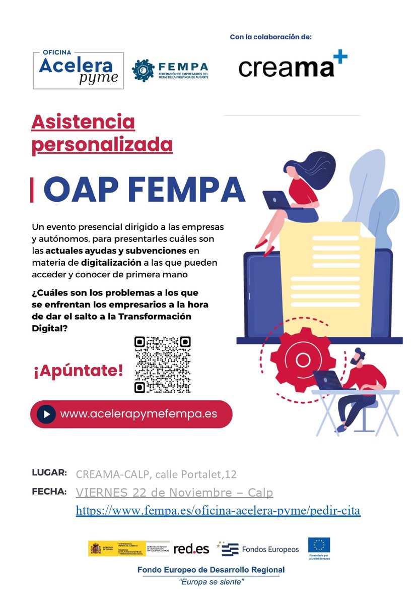 creama_org's tweet photo. Has sentit parlar del Kit Digital però no saps com beneficiar-te d'esta ajuda?
Vols sol·licitar el Kit Digital, però tens dubtes sobre el tràmit?
Et responem el 22-11 en #CreamaCalp a través d'un tècnic especialitzat de #Fempa
Cita prèvia en: https://t.co/0U21e5D2qT https://t.co/FrYOhb4rL2