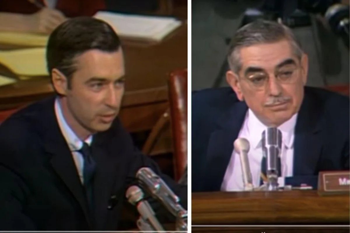 In 1969, Mister Rogers, in about six minutes of himself just talking truthfully and from the heart to a Senator, changed his mind, and saved the life of PBS, getting the funding it would need for it to continue on, which it still does today.