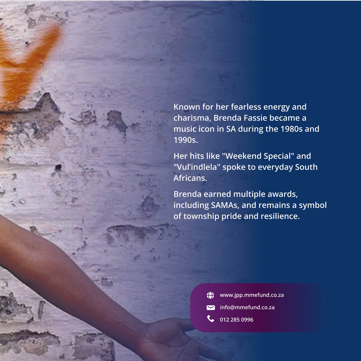 MMEFund's tweet photo. This #MusicMonday, we celebrate the legendary Brenda Fassie! Known as the 'Madonna of the Townships,' her music and bold personality left an indelible mark on South Africa's music scene.
#BrendaFassie #IconicSA #SAClassics #MMEF #Invest #Mzanzi #Investment https://t.co/apPWLyL1Wf