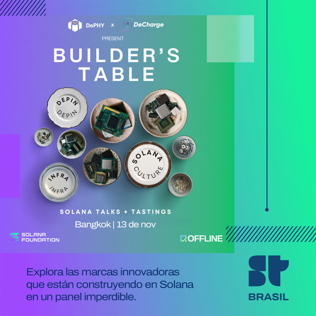 Únete a la Builder's Table, presentada por DePHY, DeCharge + OFFLINE, en una emocionante sesión de panel destacando marcas innovadoras que están construyendo en Solana.

@Solana, <a href="/dephynetwork/">DePHY</a>, <a href="/SolanaFndn/">Solana Foundation</a>
Luma: lu.ma/builderstable?…