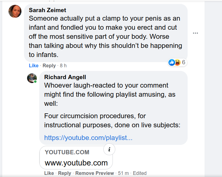 TheGuardianAn15's tweet photo. Three instructional videos for med students published by Stanford University, showing the 3 standard methods for neonatal โcircumcisionโ. They should be shown to all the people who deny #circumcision harm:
https://t.co/lexU4B8u9t
https://t.co/HqbJPySpfU
https://t.co/2mVLKw3Rno https://t.co/kcmXt87oFG