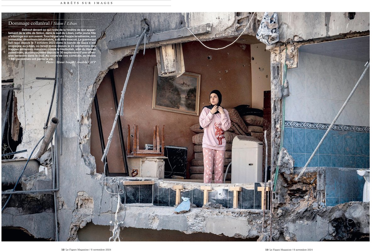 AA foto muhabiri Murat Şengül'ün Lübnan'daki Sayda kentinde İsrail saldırılarının ardından çektiği, sivillerin hedef alındığını gösteren çarpıcı fotoğraf, Le Figaro Dergisi’nde çift tam sayfa yer aldı