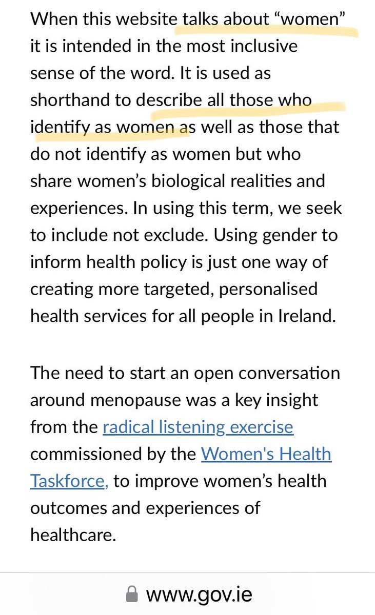 TheCountessIE's tweet photo. The Manifesto on P.62 outlines the plan for women’s health. But what do they mean when they refer to women. The Dept of Health’s Menopause page defines women as “all those who identify as women”! Men in other words
https://t.co/pM7BbDKay0 https://t.co/ydk5UwPsw7