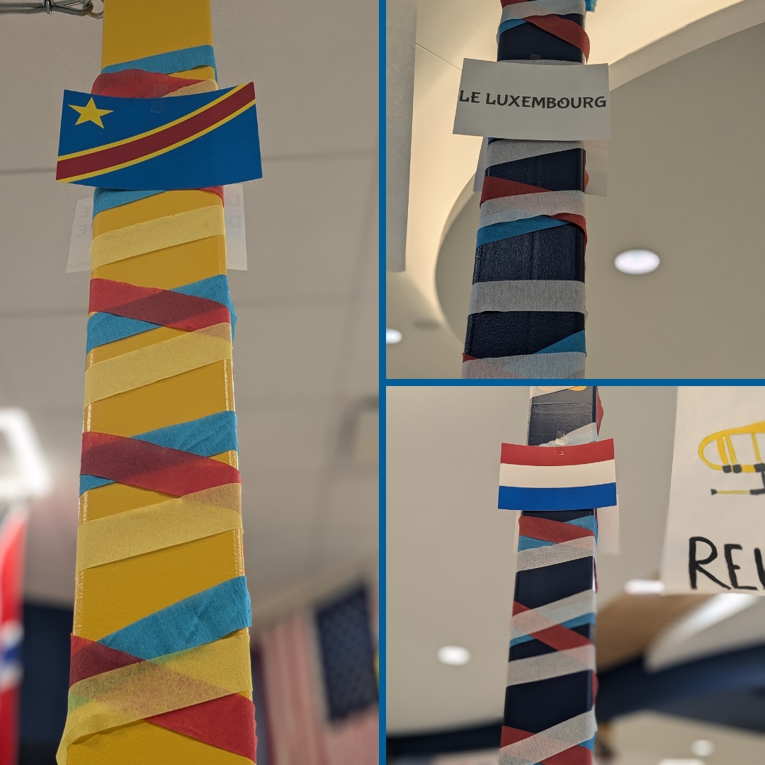 OFCSDistrict's tweet photo. 🇫🇷 It's National French Week! To celebrate the 321 million French speakers worldwide, French Club decorated the cafeteria, hung banners on lockers, and planned special announcements to honor students learning French and exploring Francophone culture. 🎉 #TheBulldogWay https://t.co/9FNJYaxArt