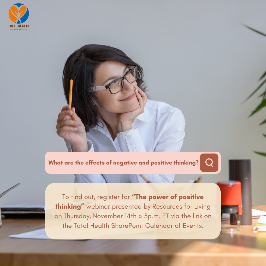Did you know that positive thinking can actually increase your lifespan? Join the webinar to learn about the negativity bias, the effects of negative and positive thinking, and how to develop a more positive mindset.

#TotalHealthUPS
#WorkHomePlayUPS
