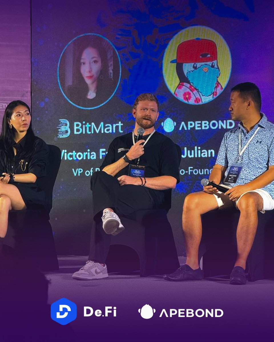 Our Co-Founder <a href="/JulianApeSwap/">Julian ApeBond 🍌</a> delivered valuable insights at De.Fi World 2024 in Bangkok! 🌏

👏 Big congrats to the <a href="/DeFi/">De.Fi</a> World team for organizing such an amazing event! 🎉 #DeFiWORLD2024 #Devcon2024 🇹🇭