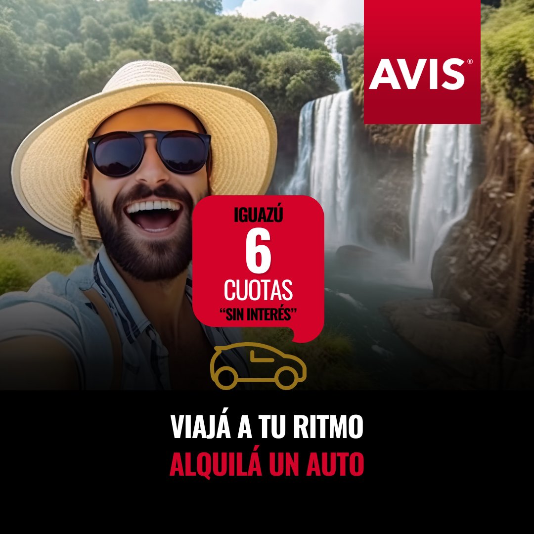 Ahorrá tiempo y reservá #online tu próximo #auto en #Avis. Conseguí la mejor tarifa y viajá a tu propio ritmo. Descubrí las maravillas de #Iguazú: las Cataratas, la Selva Misionera y las Minas de Wanda 🌿. Además, pagá en 6 #cuotas #sininterés. ingresá a Avis.com.ar