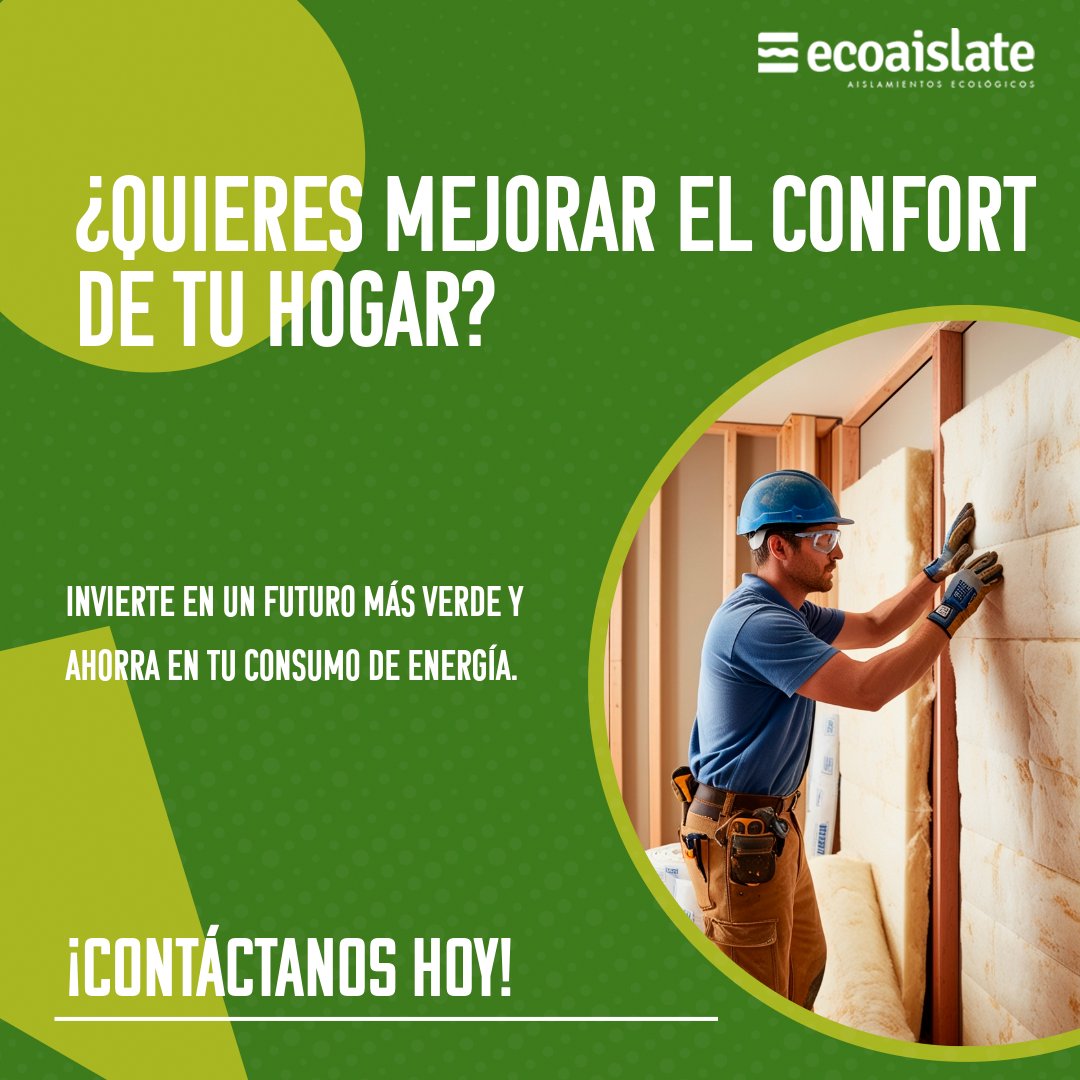 Ecoaislate's tweet photo. 🌍 Dale a tu hogar el confort que merece con un aislamiento térmico ecológico. En Ecoaislate, te ayudamos a reducir el consumo de energía y crear un espacio más acogedor.

🌱 Contáctanos y descubre cómo mejorar tu hogar. #Ecoaislate #AhorroEnergético https://t.co/N3yLWFmWwn