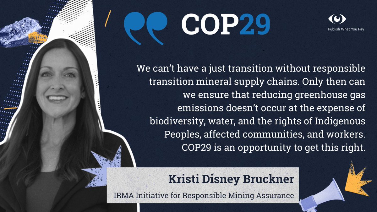 More highlights from yesterdays side event at #COP29 with <a href="/IRMA_mining/">Initiative for Responsible Mining Assurance</a> and <a href="/ResponsblSteel/">ResponsibleSteel™</a> 🤩

<a href="/KristiDisney/">Kristi Disney Bruckner</a> on how responsible mineral supply chains are fundamental to ensure that the energy transition doesn't happen at the expensive of human rights and biodiversity 🌿