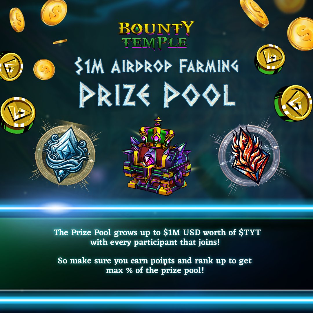 🚀 The $1M $TYT Airdrop Farming Referral Program is LIVE!

✅ Get ready to refer your friends and complete quests!
✅ The more people join, the bigger the prize pool grows!

✅ The more quests and referrals you complete, the higher % of the prize pool you win!

Join and start