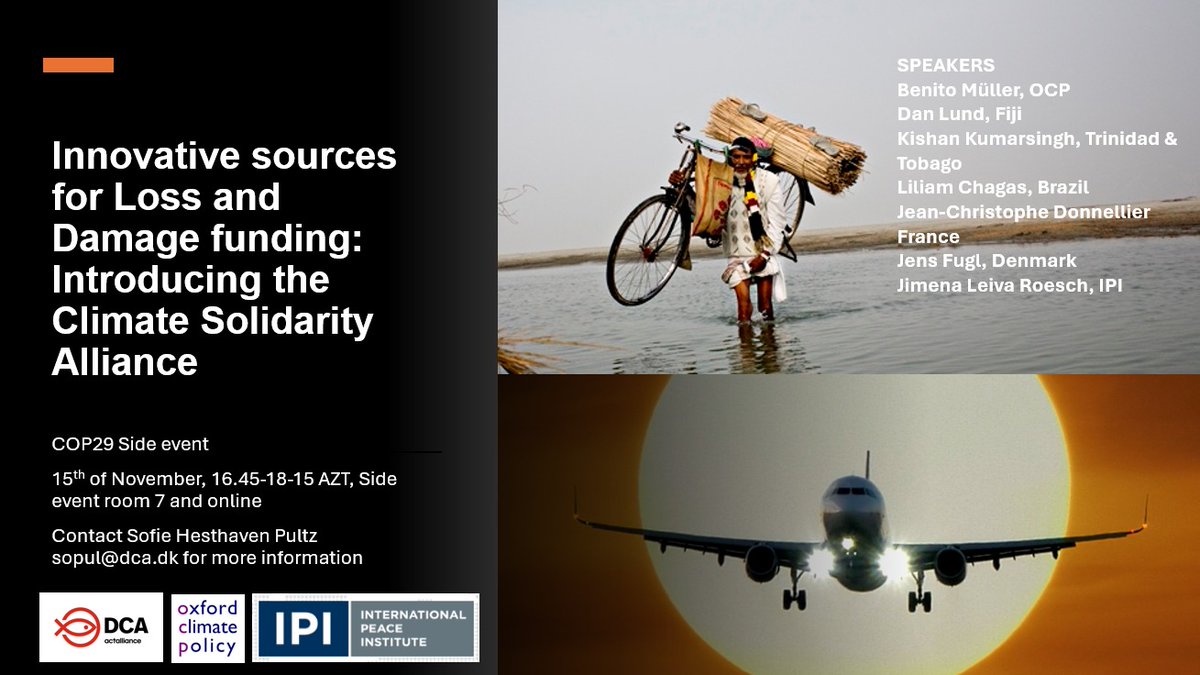 Where can we find the #LossAndDamage finance? One option is #Climate Solidarity Levies. Join our #COP29 side event on Friday!