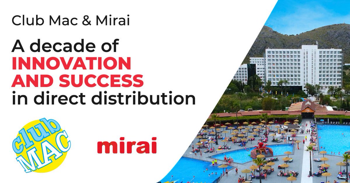 Mirai (@mirai4hotels) on Twitter photo We celebrate a decade of success with #ClubMac!
Working together on technological advances and its distribution optimisation, Club Mac (<a href="/MacHotels/">Mac Hotels</a> ) has managed to go from 6% direct sales in 2013 to 36% in 2023, making its website the main sales channel.
eu1.hubs.ly/H0dFX8b0 We celebrate a decade of success with #ClubMac!
Working together on technological advances and its distribution optimisation, Club Mac (<a href="/MacHotels/">Mac Hotels</a> ) has managed to go from 6% direct sales in 2013 to 36% in 2023, making its website the main sales channel.
eu1.hubs.ly/H0dFX8b0