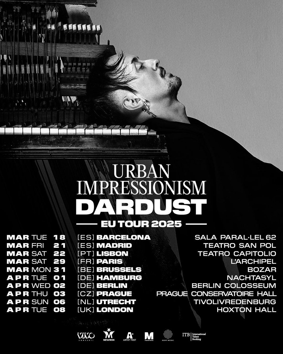 Urban Impressionism EU Tour 2025 + 2 New Dates at special italian venues

🎟️ Tickets available online tomorrow at 2 PM | Monday at 10 AM at authorized sales points.