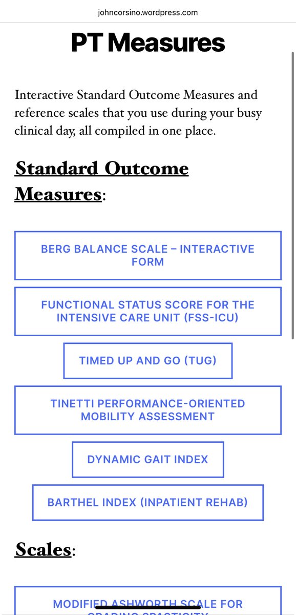 Hey, #acutept friends and new grads, do you wish it were a little easier to use Standard Outcome Measures during your clinical day? Are there a few scales for objective measurement you find yourself referring back to often?