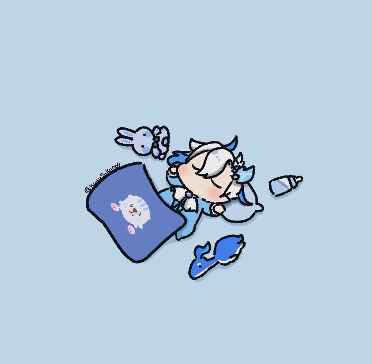 ヌヴィレット(原神) 「スヤァ… 」|くーすけのイラスト