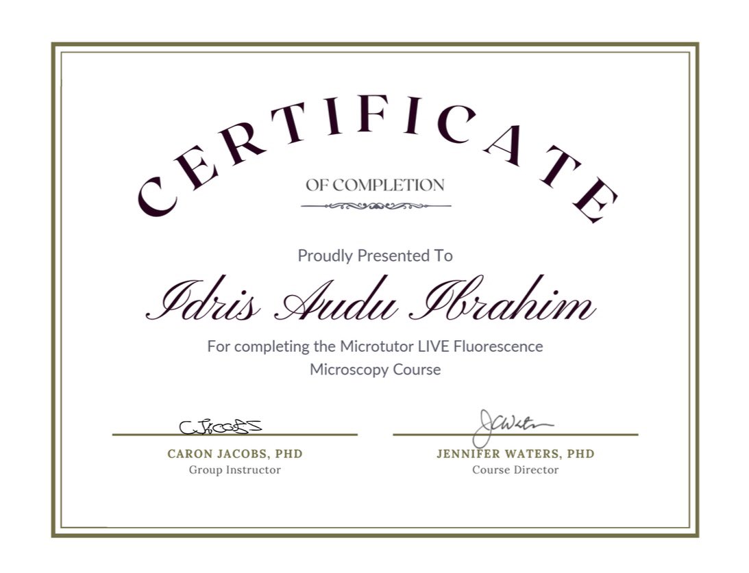 IDRISAUDUIBRAH1's tweet image. Alhamdullilah 🤲🏼,
Completed my fluorescence microscopy course and Big thanks to @GlobalBioImage @cziscience @sci_doodles @JenCWaters @caron_ajacobs 
It’s a great opportunity and experience offered to me by @mahmoudbukar @BioRTCNig @Alassan51927217 via summer school

  #microtutor