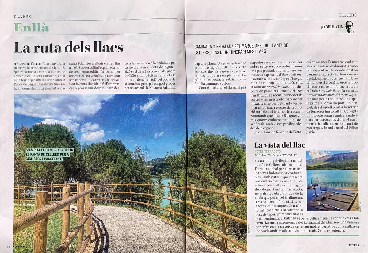 La #RutadelsLlacs i <a href="/HOTELTERRADETS/">Hotel Terradets</a>
al Suplement Dominical del <a href="/SEGREcom/">SEGRE</a>
La millor parada de la Ruta ☺️ Coneix més de la ruta a: hotelterradets.com/blog/ruta-cicl… #rutacicloturística #cicloturisme #cicloturismo #pallarsjussa #viujussa #jussaturisme #aralleida #delsllacs