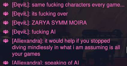 AlliexandraTTV's tweet photo. Getting perma banned from Overwatch 2 because @Blizzard_Ent thinks we should just stay quiet and mute interactions like this IT'S INSANE. I'll take the perma, I will never stop standing up for myself. Bye 👋 https://t.co/VZBnah0SY0