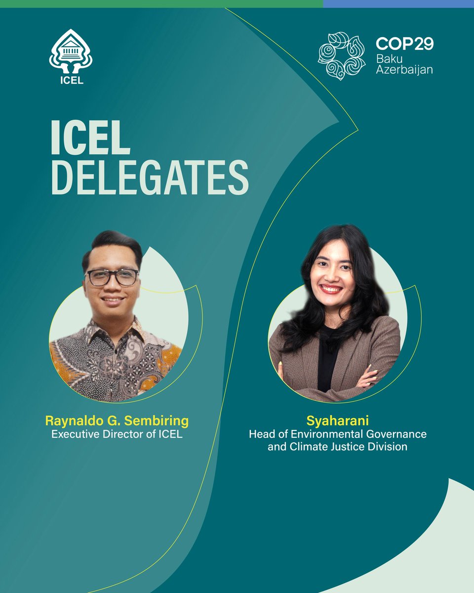 ICEL_indo's tweet photo. Join ICEL at COP29!

ICEL is thrilled to announce our participation in COP29, where we will connect with global leaders and advocates to drive conversations on environmental justice and environmental law. https://t.co/ncWWPGBrZI