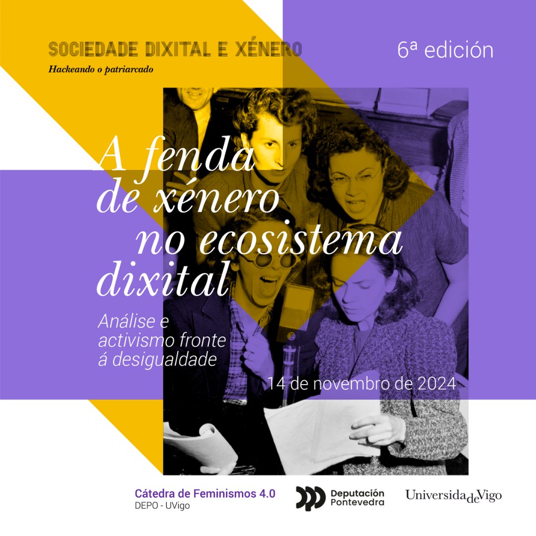 A próxima actividade da Cátedra de Feminismos 4.0 DEPO-UVigo é o Workshop Hackeando o patriarcado que nesta edición desenvolverase o día 14 de novembro na Facultade de Comunicación e que tamén se poderá seguir por streaming