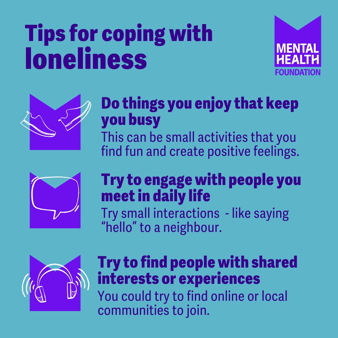 Loneliness is something we can all experience.

If you’re struggling, there are things that can help. 💜 Read our tips: bit.ly/3ux3RwB