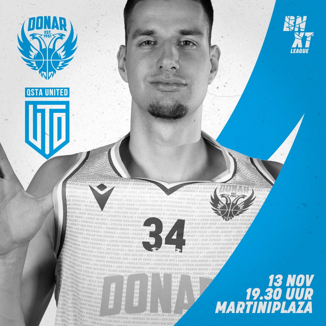 Donar_Official's tweet photo. Woensdag spelen we een belangrijke wedstrijd tegen QSTA United! Zien we jou in Martiniplaza om Donar aan te moedigen?  
🎟️https://t.co/0U9ipngPRy https://t.co/RNWoVid3I1