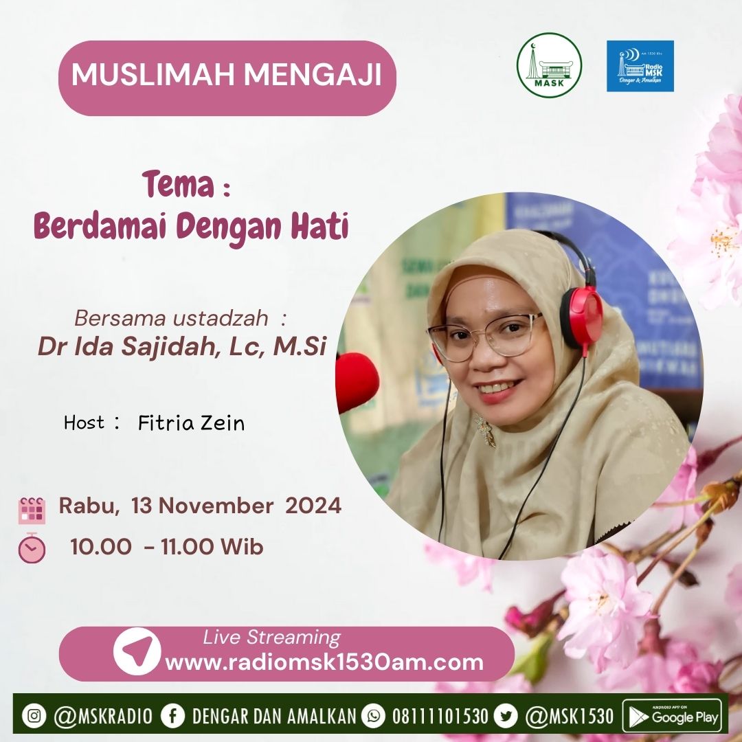 Allah Maha Tau apa yang terbaik untuk kita, simak #MuslimahMengaji  bersama Ustadzah Dr. Ida Sajidah, Lc, M.SI dengan Tema “ Berdamai Dengan Hati” Host <a href="/fitriazein/">Fitria Zein</a>