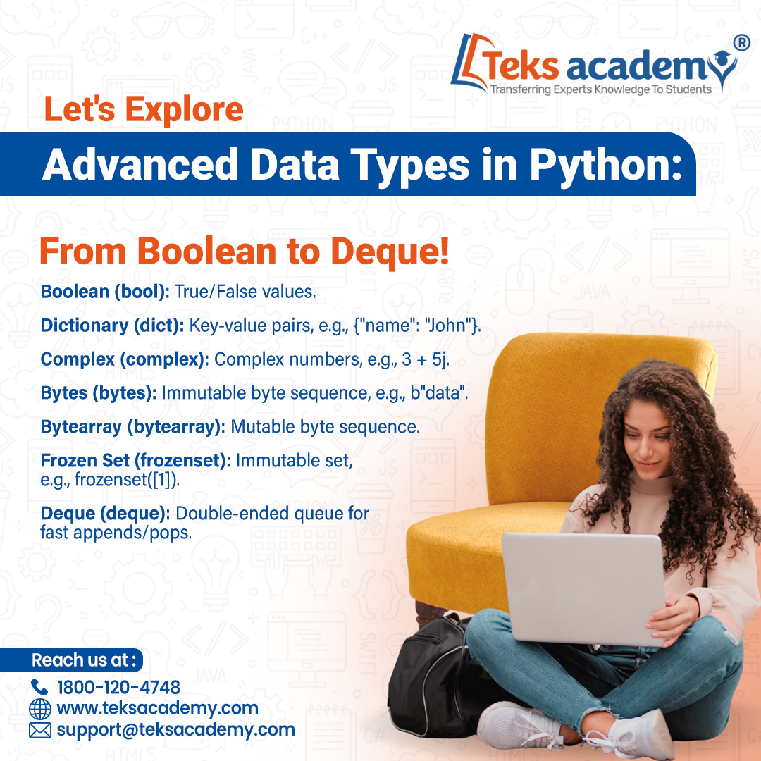 TeksAcademy's tweet image. Python mastering data types is essential
#python #fullstackpython #fullstackwebdevelopment #pythondatatypes #Integer #Float #String #Boolean #List #Set #Complex #Bytes #frontend #backend #pythondeveloper #fullstackdeveloper #webdevelopment #programming #coding #programmer #html