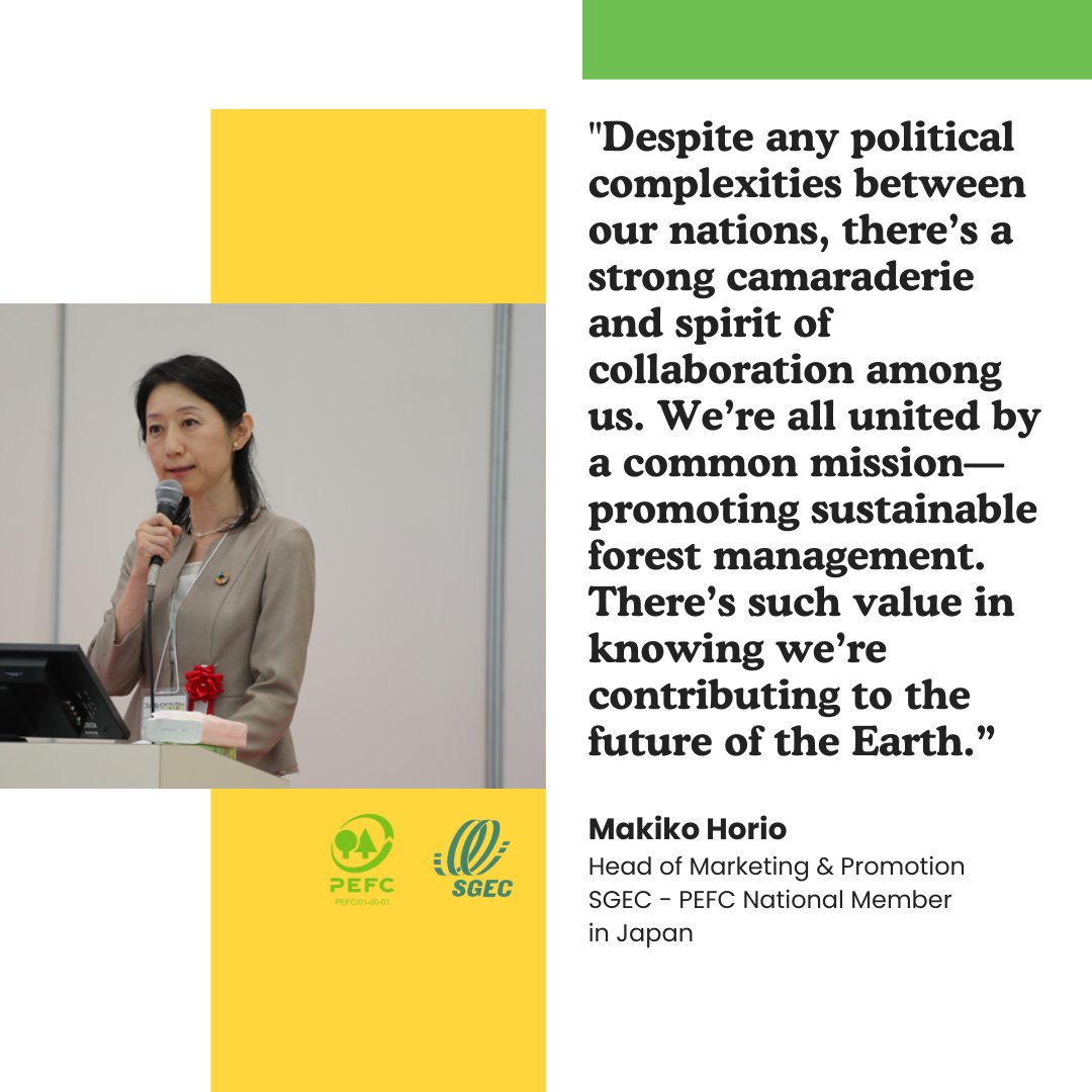 PEFCapac's tweet photo. 🌳 Meet our incredible colleague, Makiko Horio, Head of Marketing &amp; Promotion at @SGEC_PEFC - PEFC national member in Japan.

🌳 Read the full interview here: https://t.co/mFhsAHWawP https://t.co/snO4h8AHEh