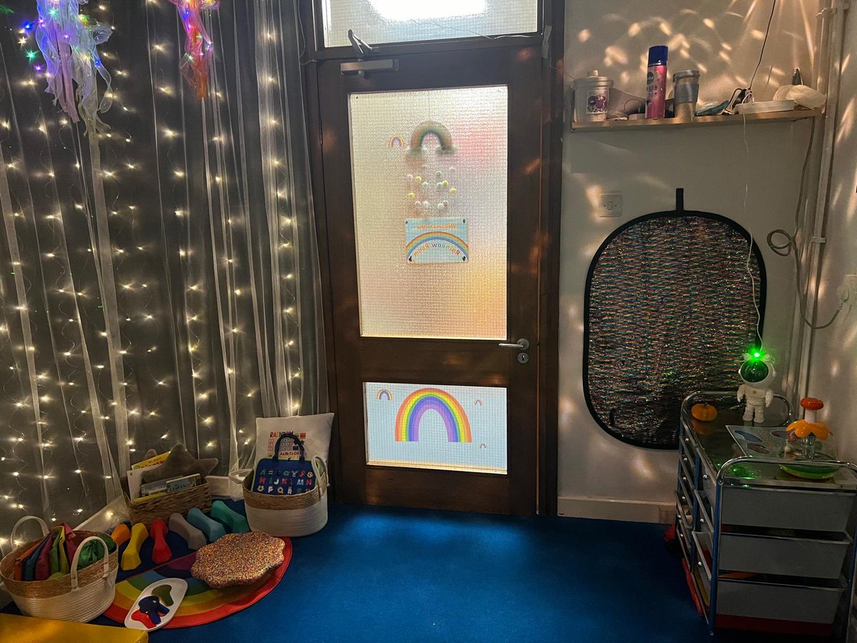 CTKAlfreton's tweet photo. We are so proud of our new sensory Rainbow Room, where children can come to learn, co-regulate with their adults and spend quiet time.
Thank you to our wonderful team of TAs for putting this all together for our children. 💙💛 #srscmat https://t.co/PfxfxpYxXT