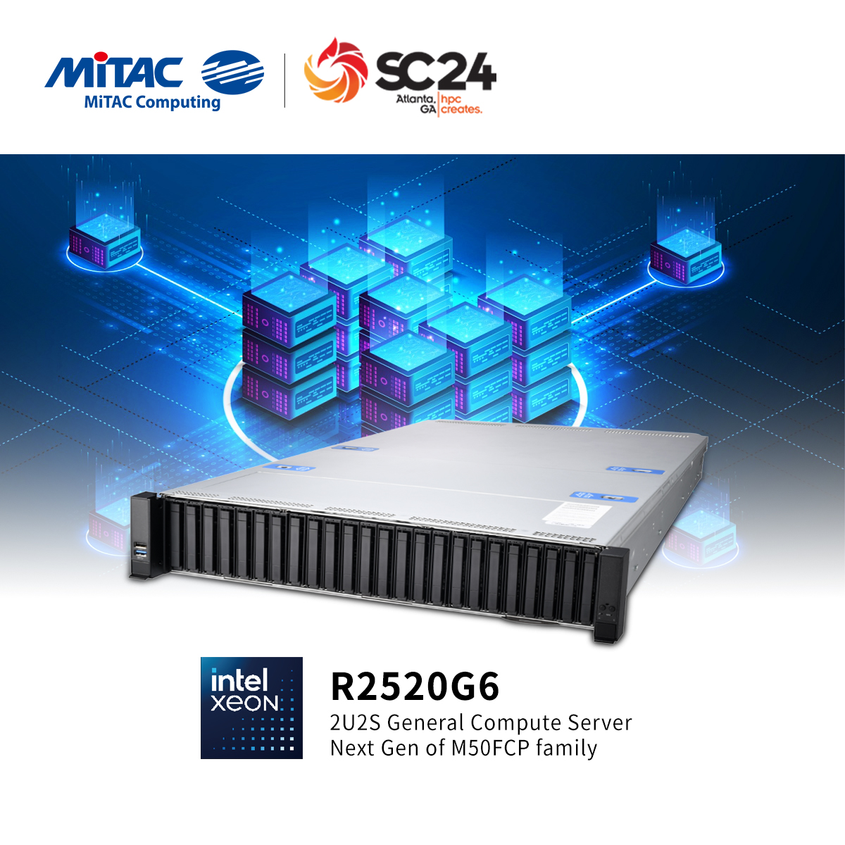 MiTACcomputing's tweet photo. Check out the MiTAC R2520G6 at #SC24!
A 2U server with dual #Intel® #Xeon® 6th Gen processors, up to 8TB DDR5 memory, 24x 2.5" U.2 SSDs, PCIe 5.0, and NVMe M.2 support—built for #HPC, #AI, and #cloudcomputing.
Visit Booth #2543, Nov 17-22!
#ServerTech #CloudComputing https://t.co/UYIkGm4fme