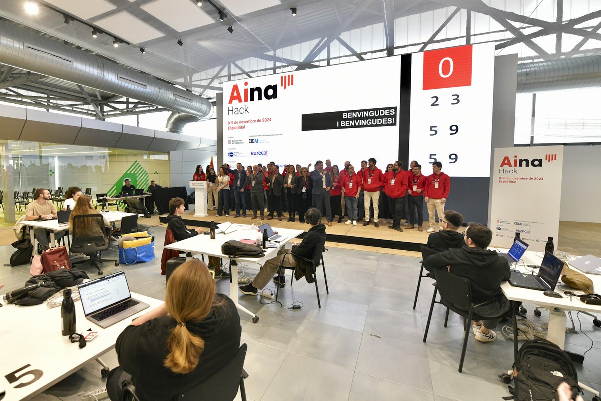 🙌Èxit de l’#AinaHack!

💻🗣 20 equips han treballat per impulsar la creació d’eines per a una administració➕àgil, propera i en català!

💫Felicitats a tots els equips participants, i especialment als guanyadors i guanyadores d’aquesta edició:

🥇1r premi per l’equip 12, LAia,