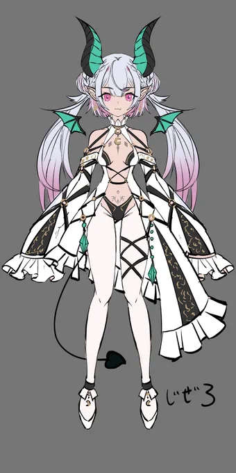素体できましたー!なかなか可愛く描けたのでは…!今回は衣類も髪型も差分ありなので、これからお洋服着せていきます。#live2d原画 