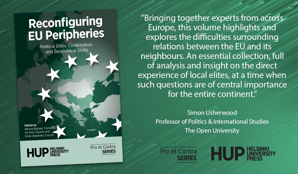 'Reconfiguring EU Peripheries', edited by Butnaru Troncotă, Özçelik &amp; Cucută, offers empirically rich case studies for interpreting and debating the #EU integration processes. 

The book is available in #openaccess: doi.org/10.33134/pro-e… 

@Usherwood <a href="/proetcontrafpsa/">Pro et Contra book series</a> <a href="/VTY_FPSA/">Valtiotieteellinen yhdistys</a>
