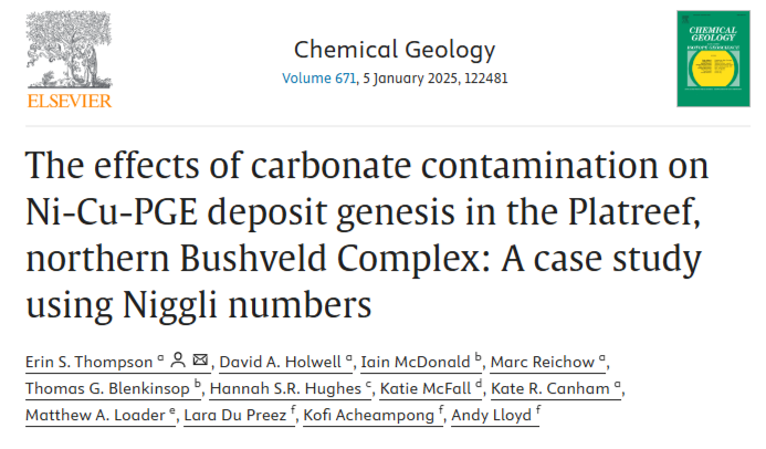 Excited to share the first paper from my PhD has been published in Chemical Geology today!

We used Niggli Numbers to examine local contamination and it's impact on Ni-Cu-PGE mineralisation in the Platreef, northern Bushveld Complex. 

sciencedirect.com/science/articl…