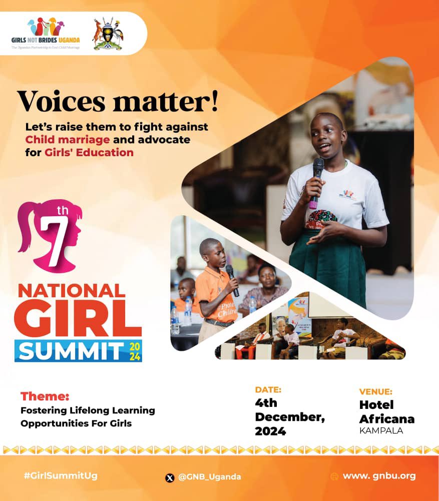 Girls Not Brides Uganda 🇺🇬 (@gnb_uganda) on Twitter photo The 7th National Girl Summit will focus on education as a tool to end child marriage. Join us! #GirlSummitUg <a href="/Togetheraliv/">TAHI-Uganda</a> <a href="/DwellingPlacesU/">Dwelling Places</a> <a href="/totoafricaug/">Toto Africa</a> <a href="/SanyuFor/">Sanyu Centre for Arts and Rights</a> <a href="/Gogirlfoundtn/">Go Girl Foundation Uganda</a> <a href="/Wesdo_Ug/">Women Economic & Social Rights Development</a> <a href="/yiyafoundation/">Youth Initiatives for Youth Action (YIYA) Fdn.</a> <a href="/AnthillEDUC/">Anthill Foundation Uganda</a> The 7th National Girl Summit will focus on education as a tool to end child marriage. Join us! #GirlSummitUg <a href="/Togetheraliv/">TAHI-Uganda</a> <a href="/DwellingPlacesU/">Dwelling Places</a> <a href="/totoafricaug/">Toto Africa</a> <a href="/SanyuFor/">Sanyu Centre for Arts and Rights</a> <a href="/Gogirlfoundtn/">Go Girl Foundation Uganda</a> <a href="/Wesdo_Ug/">Women Economic & Social Rights Development</a> <a href="/yiyafoundation/">Youth Initiatives for Youth Action (YIYA) Fdn.</a> <a href="/AnthillEDUC/">Anthill Foundation Uganda</a>