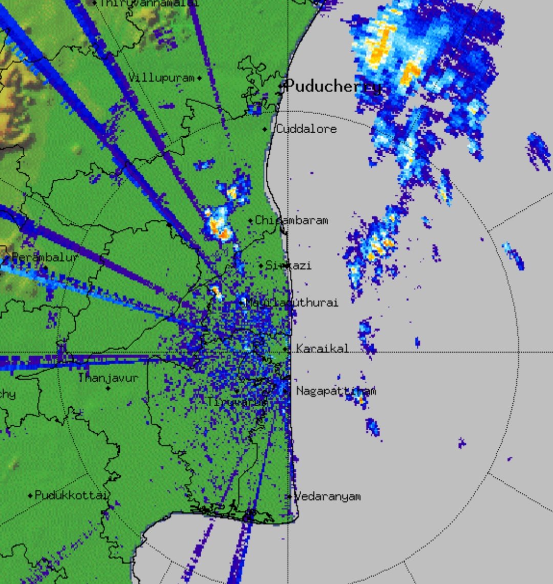 TNW_2020's tweet photo. Rain Bands Seen over East of Pondy-Cuddalore-Karaikal Belt Delta Districts Will Also Start Seeing Rains (With Isolated Heavy Spells) Towards Night Hours โ
#TNRains #NEM2024
#ChennaiRains #EasterlyWave https://t.co/o1GYXxCwln