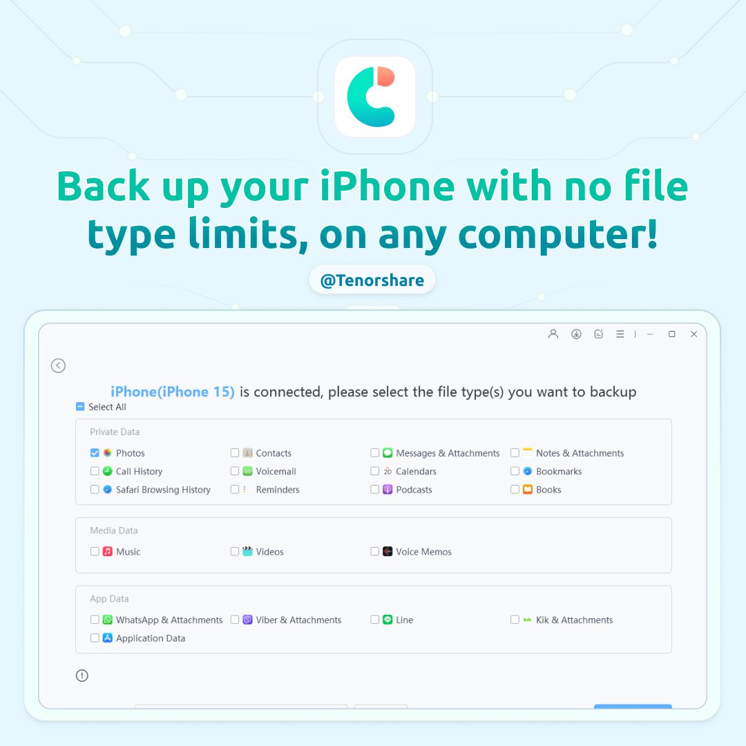 Tenorshare_Inc's tweet image. 💾📱 Regularly backing up your iPhone data is a great habit!
🤔But how can you do it without file type limits and on any computer?

🔗Quick link: tenorshare.com/products/icare…

#Tenorshare #iCareFone #iPhoneBackup #DataBackup #Tenorshare #TechTips