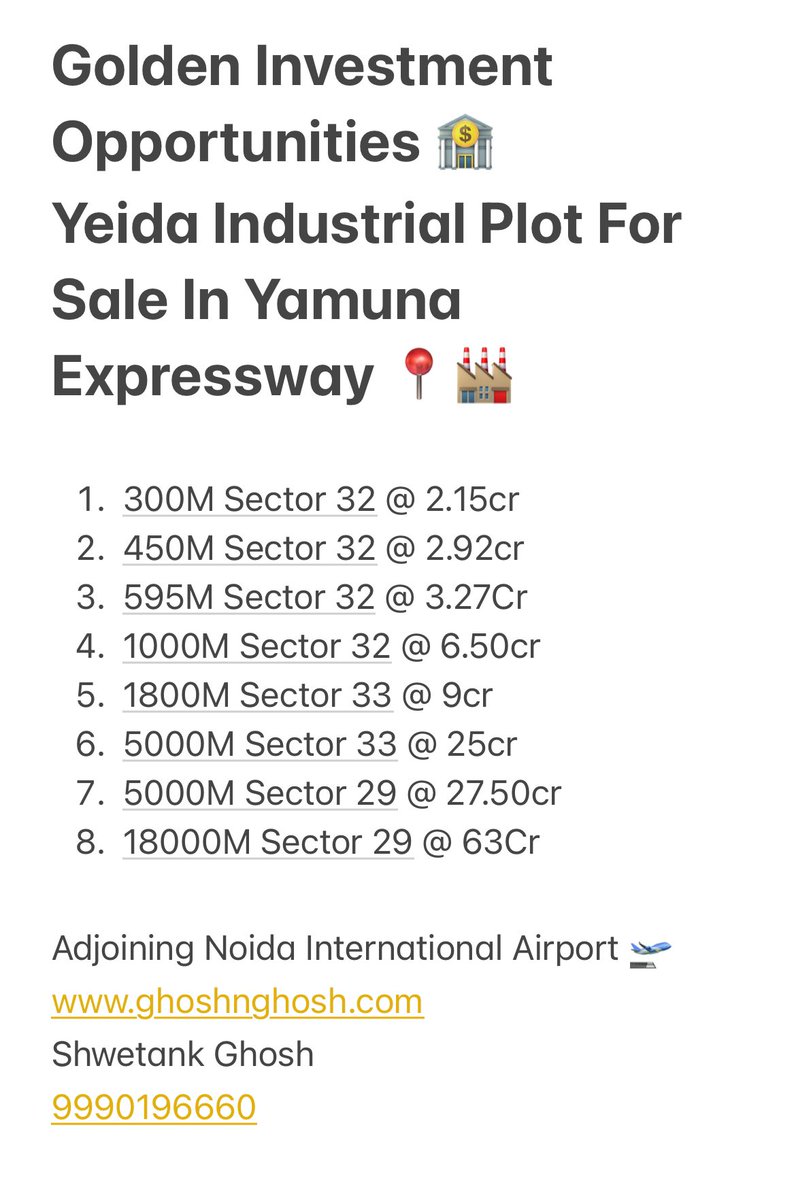 ShwetankGhosh's tweet image. #yeida #industrialplot #yamunaexpressway #greaternoida