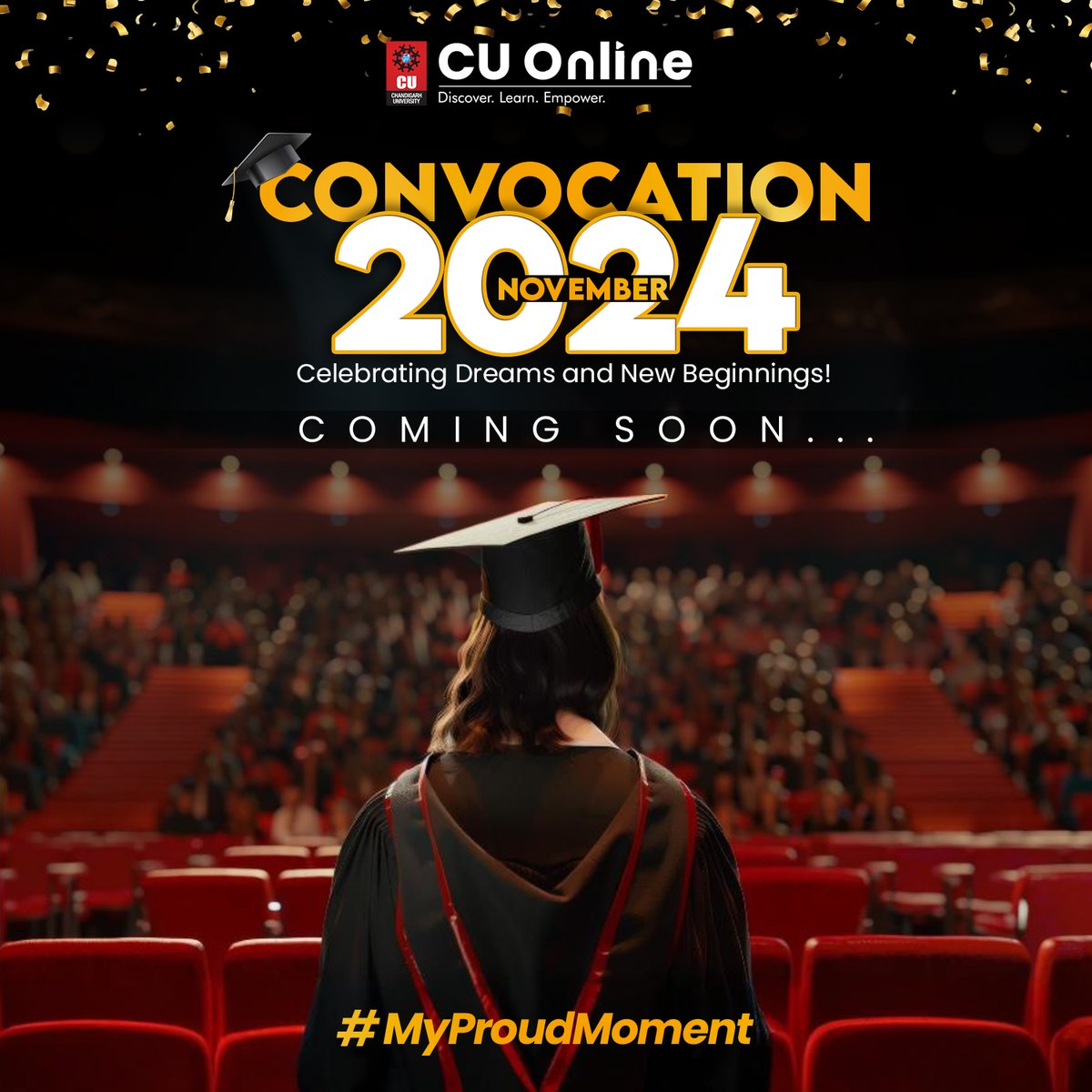 CULearnOnline's tweet photo. Stay tuned for a day of honoring achievements, celebrating dreams, and stepping into the future.
#MyProudMoment #ComingSoon #CelebratingDreams #Convocation #ChandigarhUniversityOnline #CUOnline #OnlineCU #NewBeginnings https://t.co/6Uao4BwrvG