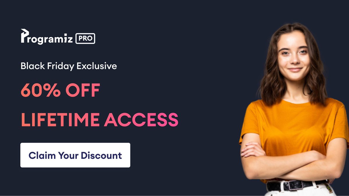 programiz's tweet image. End the year strong with Programiz PRO!💻🎯
Get lifetime access to all coding courses, AI help, & 2000+ challenges at 60% off!🎉
Don’t miss our only deal of 2024!
Claim Your Discount: bit.ly/blkfriday-24-tw
#ProgramizPRO #BlackFridaySale #LifetimeDeal #LimitedTime