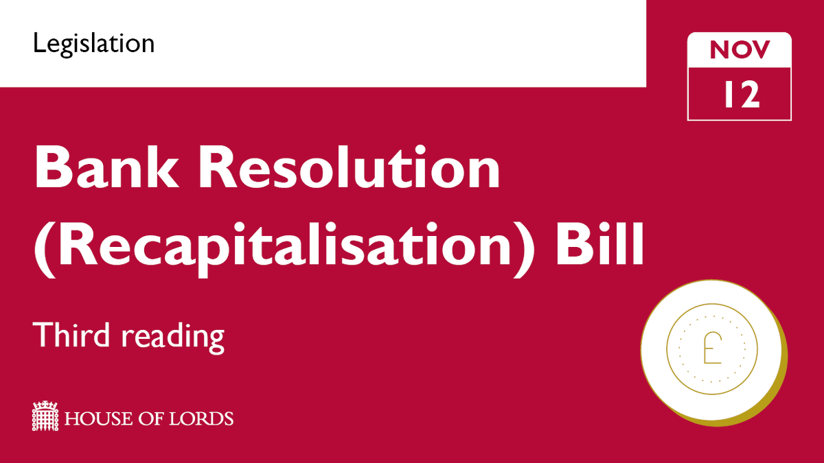 UKHouseofLords's tweet photo. From 3.15pm, the #HouseOfLords completes final checks of the #BankResolutionBill at third reading.
➡️ Learn more and watch online https://t.co/ip1V932Pcy https://t.co/A3m7MJy5tI