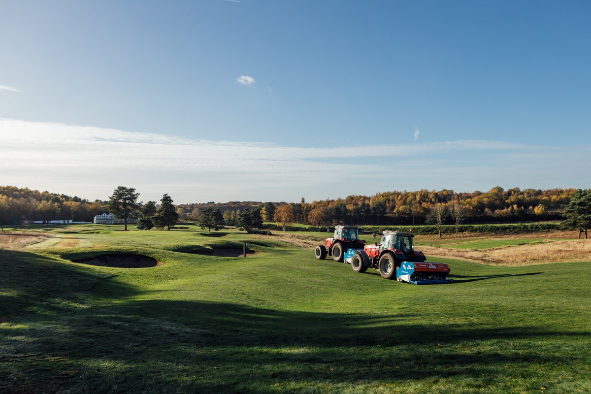 Deep-tine aeration of the fairways at Sherwood Forest Golf Club, Nottinghamshire.  

#GolfCourseCare #SherwoodForest #Greenkeeping