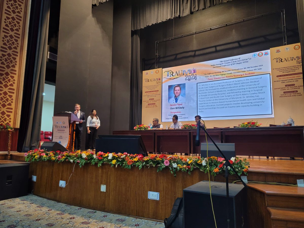 Dan_Whitley's tweet photo. Honored to have the opportunity to present @traumaindia Trauma 2024 @kgmu_medical —so many exciting developments in Indian trauma care! @SurgEdMD @DrJosephSHanna @divvya20k @RWJMS @rwjsurgery @RutgersU @RutgersGlobal @RutgersGHI @RUglobalsurgery @AmCollSurgeons https://t.co/gmQH1WCbbj