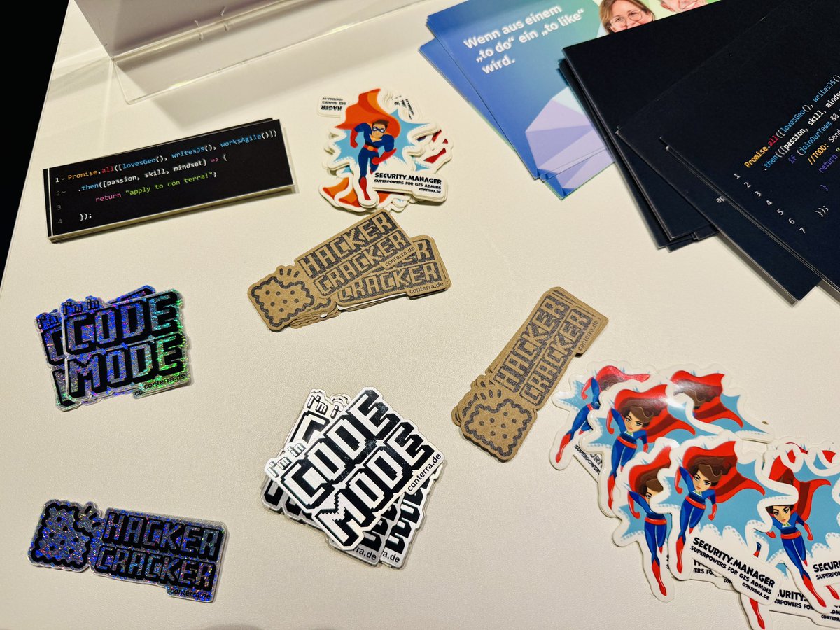 chris11rs's tweet image. We have the stickers! Come to the con terra booth to get some.  #EsriDevSummit2024